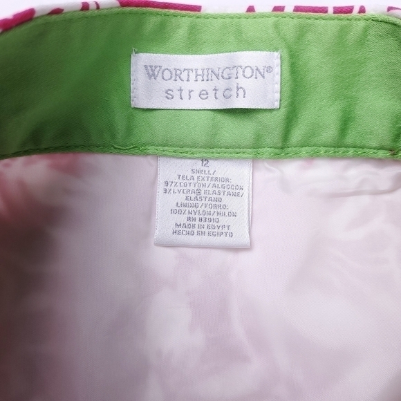 Worthington Stretch Pink White Floral Skirt Sz 12 - Picture 13 of 15